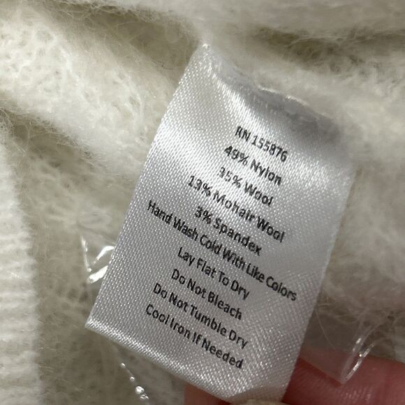 Spartina 449 Nadine Cardigan Sweater Womens XS Ivory Mohair Wool Button Front - Picture 5 of 9